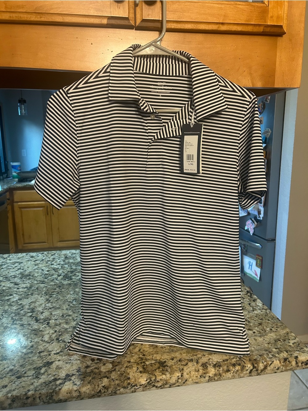 Vineyard Vines Boys Navy and White Striped Polo